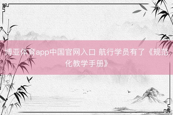 博亚体育app中国官网入口 航行学员有了《规范化教学手册》