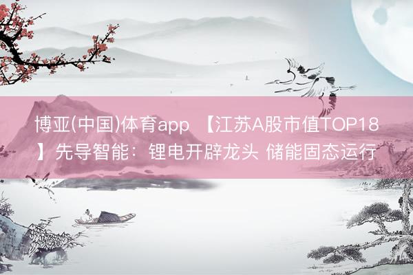 博亚(中国)体育app 【江苏A股市值TOP18】先导智能：锂电开辟龙头 储能固态运行