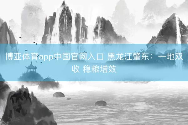 博亚体育app中国官网入口 黑龙江肇东：一地双收 稳粮增效