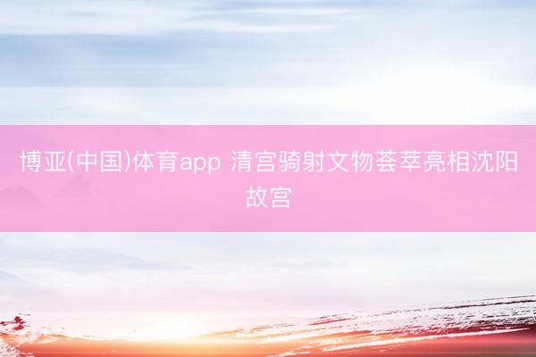 博亚(中国)体育app 清宫骑射文物荟萃亮相沈阳故宫