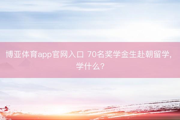 博亚体育app官网入口 70名奖学金生赴朝留学， 学什么?