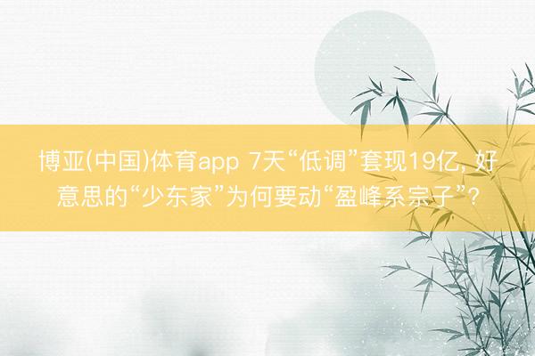 博亚(中国)体育app 7天“低调”套现19亿， 好意思的“少东家”为何要动“盈峰系宗子”?