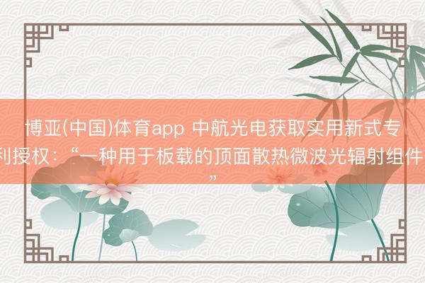 博亚(中国)体育app 中航光电获取实用新式专利授权：“一种用于板载的顶面散热微波光辐射组件”
