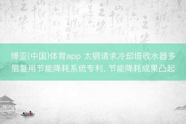 博亚(中国)体育app 太钢请求冷却塔收水器多层复用节能降耗系统专利， 节能降耗成果凸起